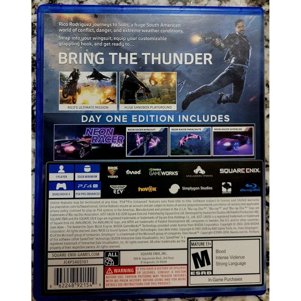 SONY PLAYSTATION 4 PS4: JUST CAUSE 4 DAY ONE EDITION, CIB,TESTED FAST SHIPPING